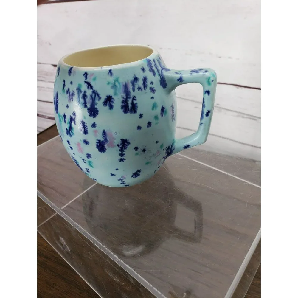 Vintage Retro 1972‎ Blue Splatter Paint Purple Turquoise Virginia Coffee Cup Mug